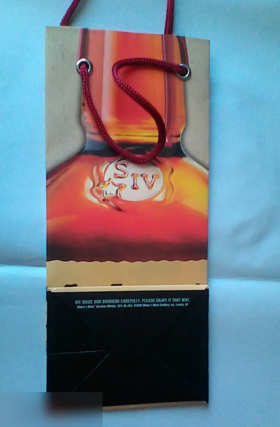 Подарочный бумажный пакет для бутылки США 10х23 см 1