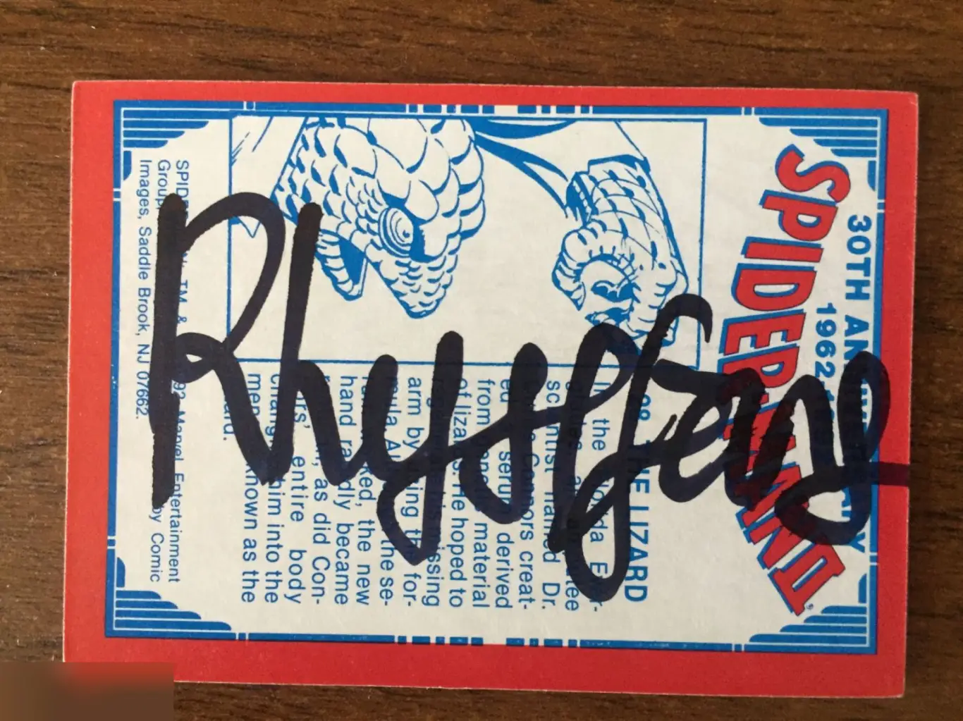 Рис Иванс автограф на карточке