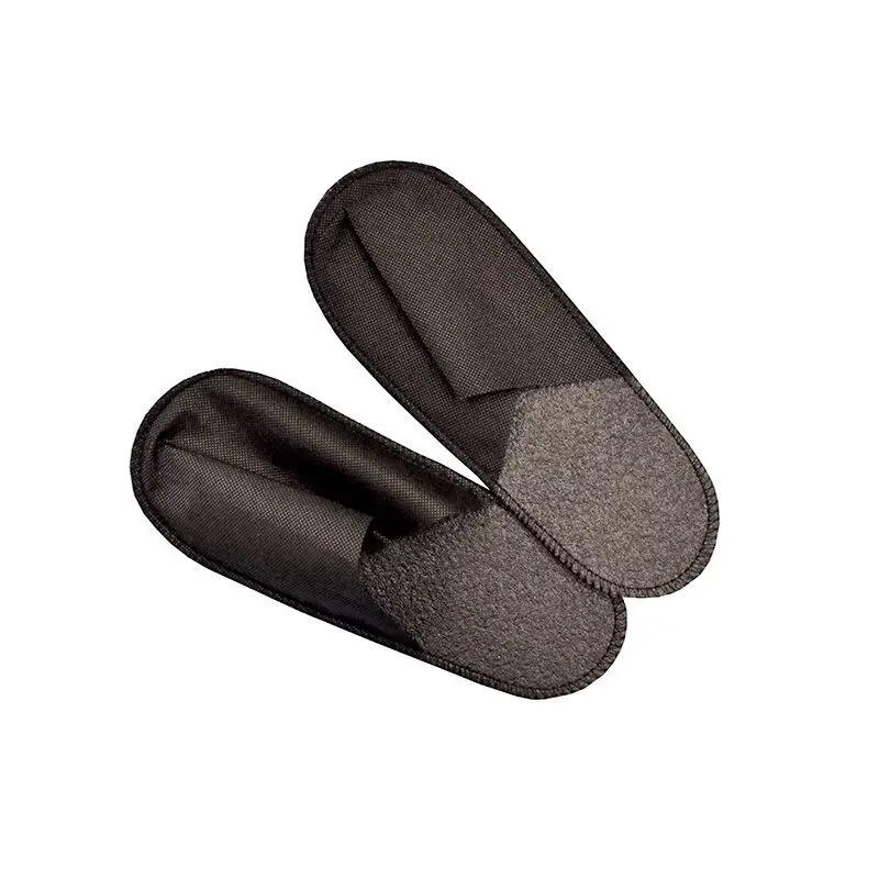 Тапочки черные одноразовые с закрытым мысом пенополиэтилен спанбонд