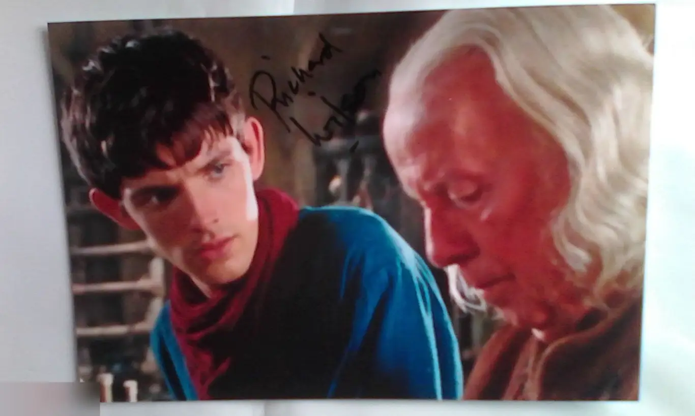 Ричард Уилсон автограф на фото Мерлин