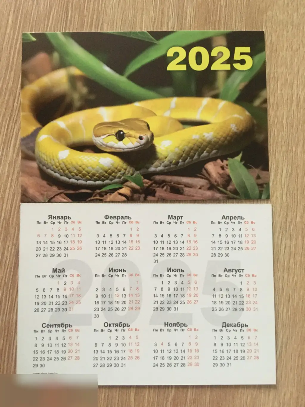 Змея 2025 карманный календарик