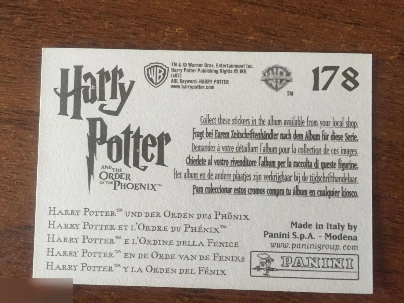 Ричард Лиф автограф на наклейке Гарри Поттер и Орден Феникса 1