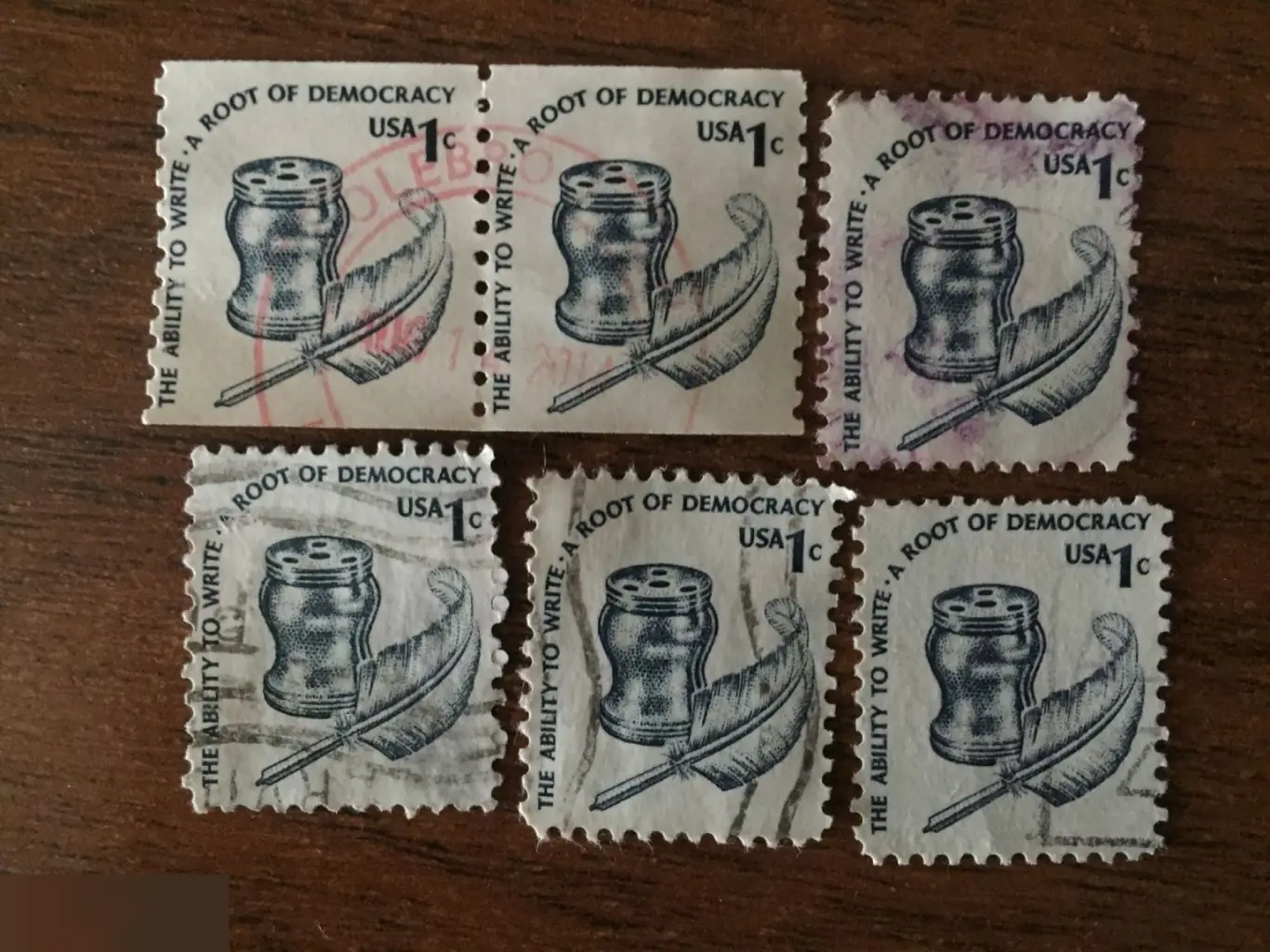The Ability To Write A Root Of Democracy США 6 почтовых марок 1 цент USA