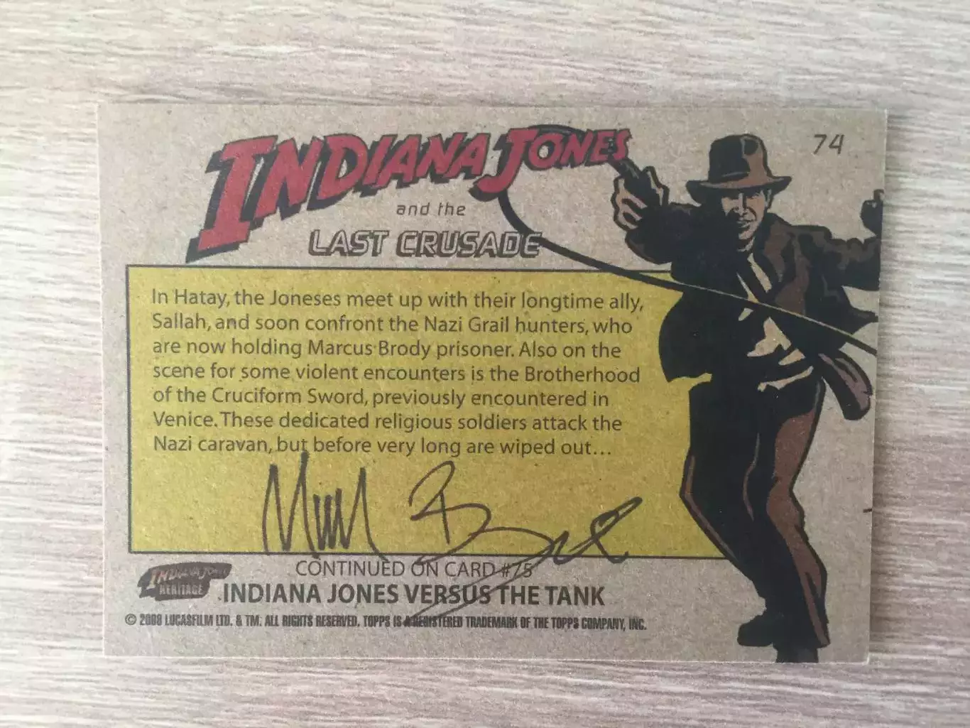 Майкл Бирн автограф на карточке Индиана Джонс