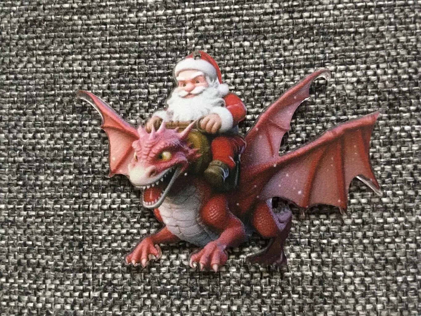 Санта-Клаус на драконе новогодняя подвеска ёлочная игрушка акрил