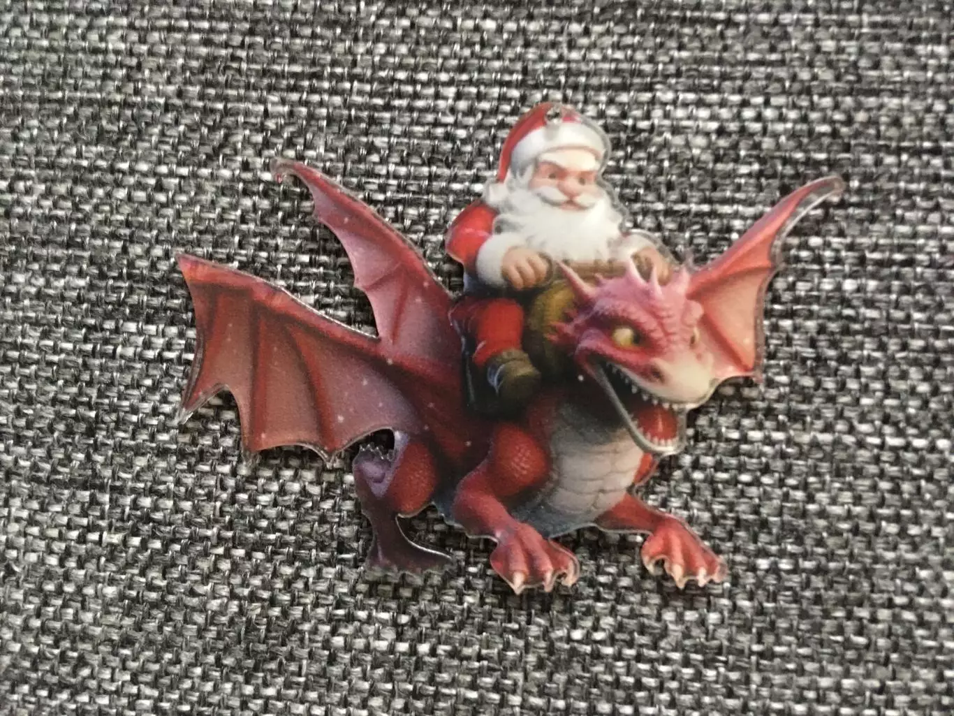 Санта-Клаус на драконе новогодняя подвеска ёлочная игрушка акрил 1