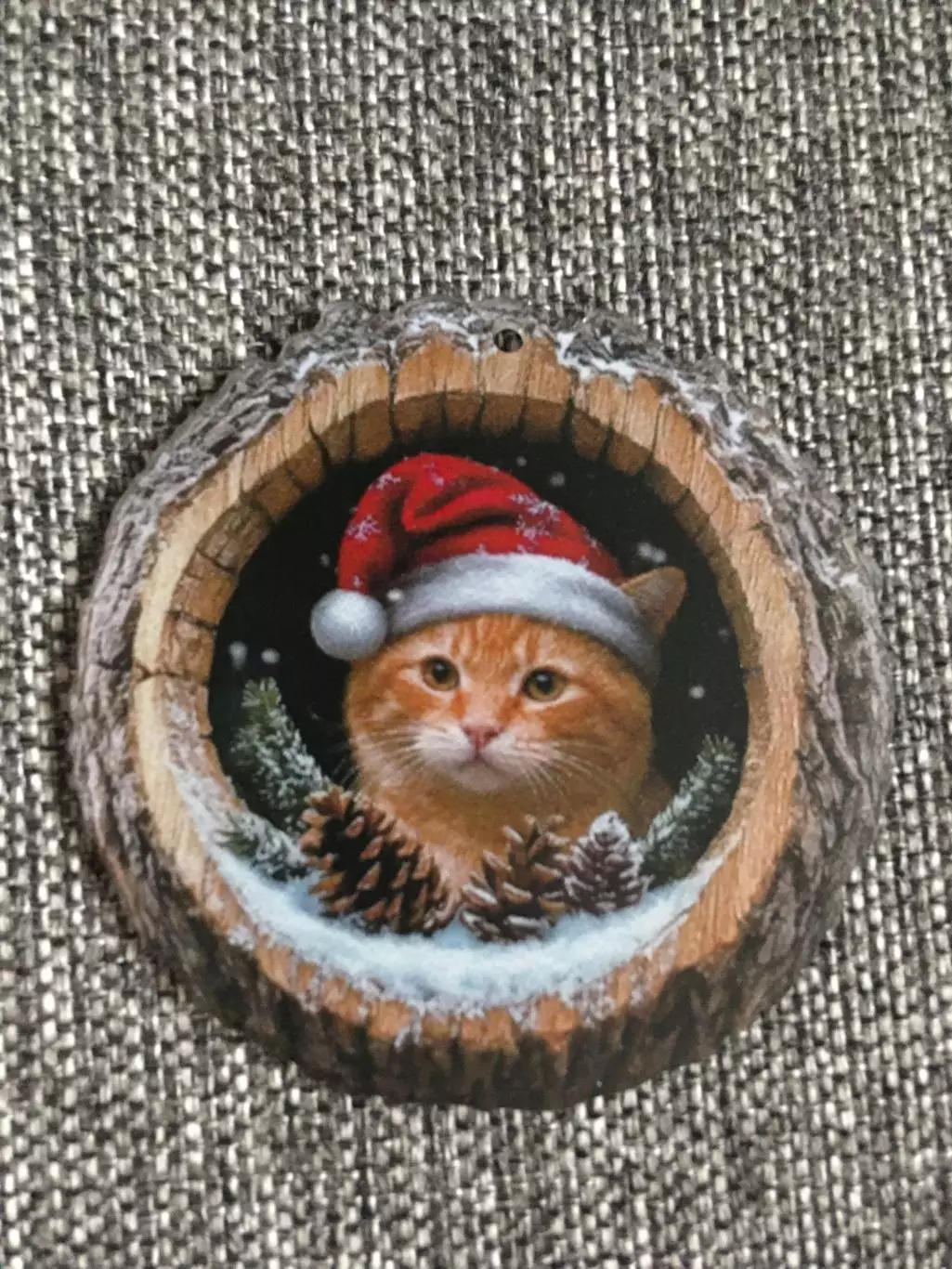 Кошка в дупле новогодняя подвеска ёлочная игрушка акрил