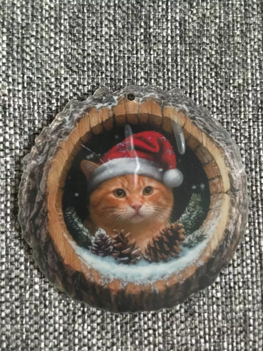 Кошка в дупле новогодняя подвеска ёлочная игрушка акрил 1