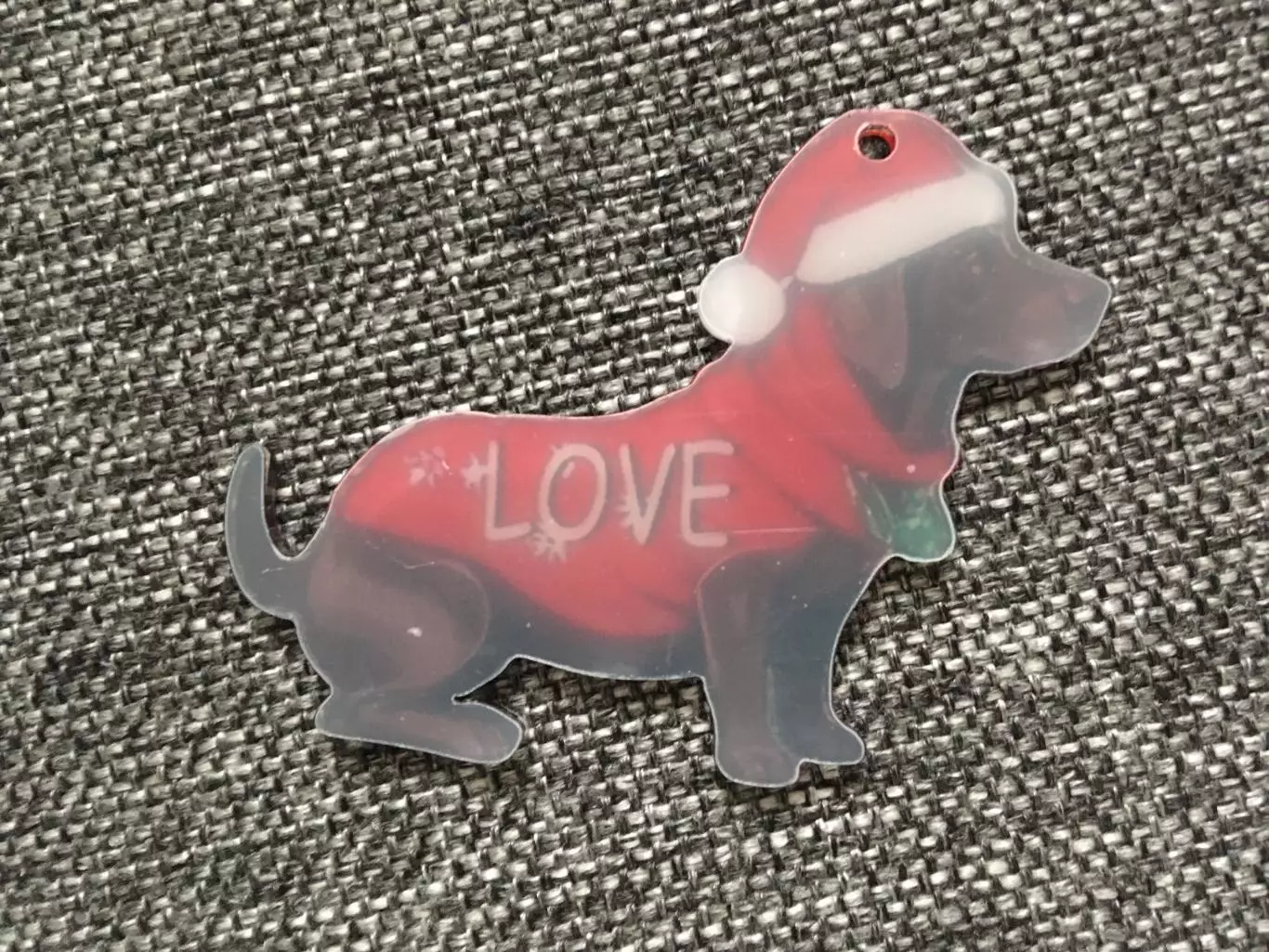 Собака Love новогодняя подвеска ёлочная игрушка акрил 1