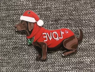 Собака Love новогодняя подвеска ёлочная игрушка акрил