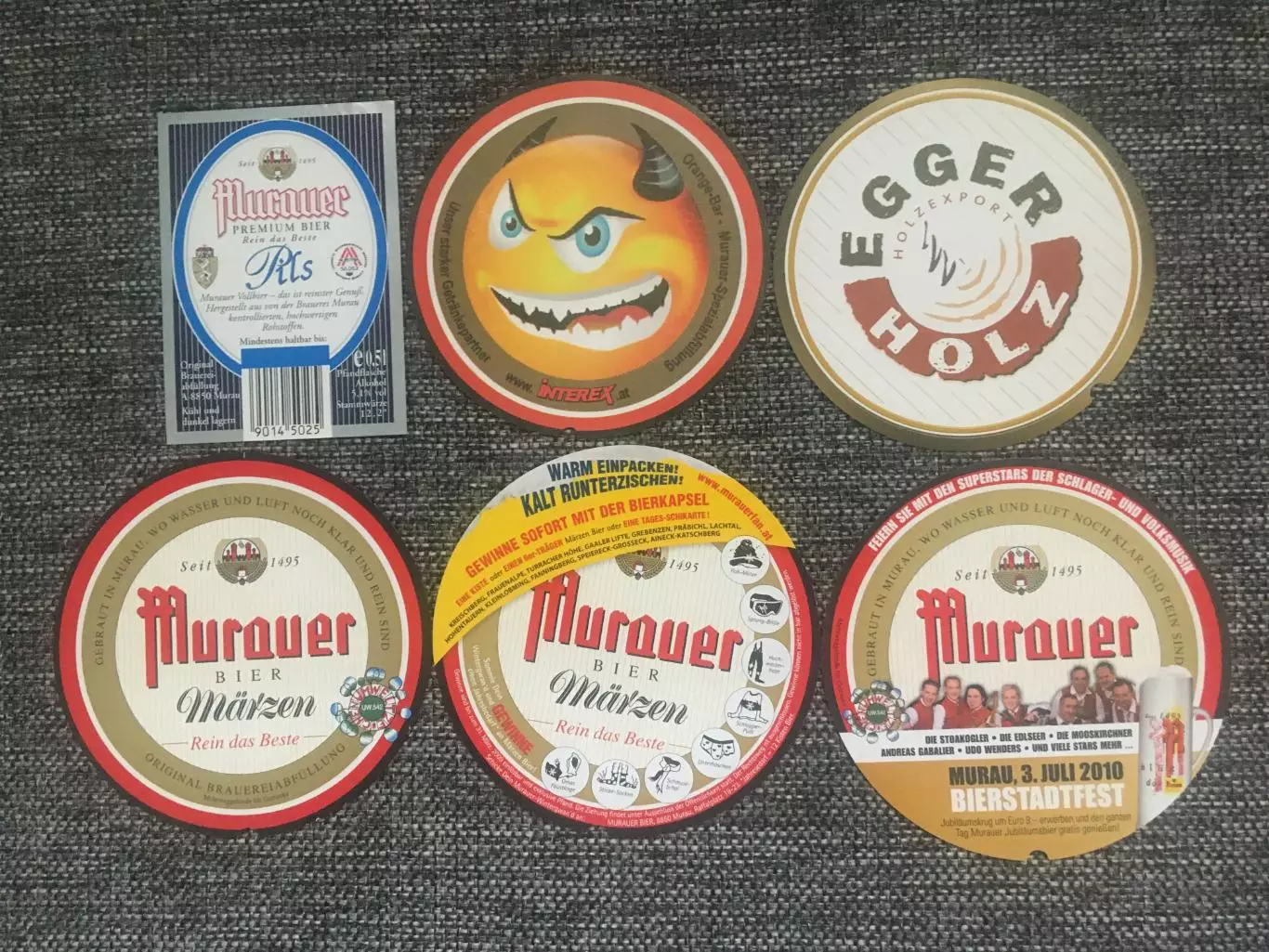 Murauer Австрия пивные этикетки 6 штук