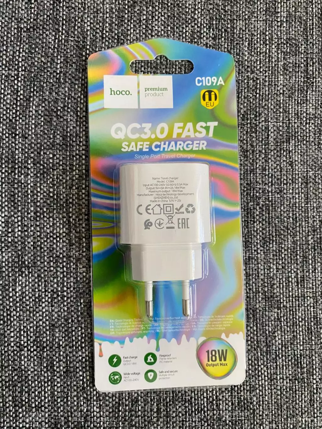 Зарядное устройство HOCO C109A USB 3A 18W новое