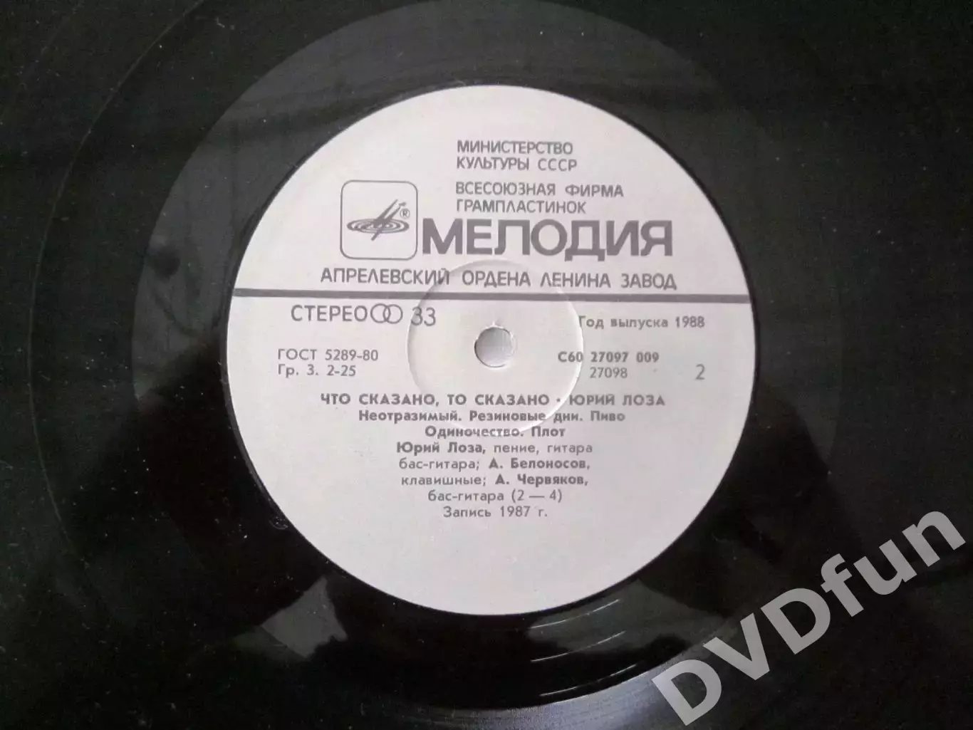 ЮРИЙ ЛОЗА - ЧТО СКАЗАНО, ТО СКАЗАНО МЕЛОДИЯ АЗГ 1987 СССР 3