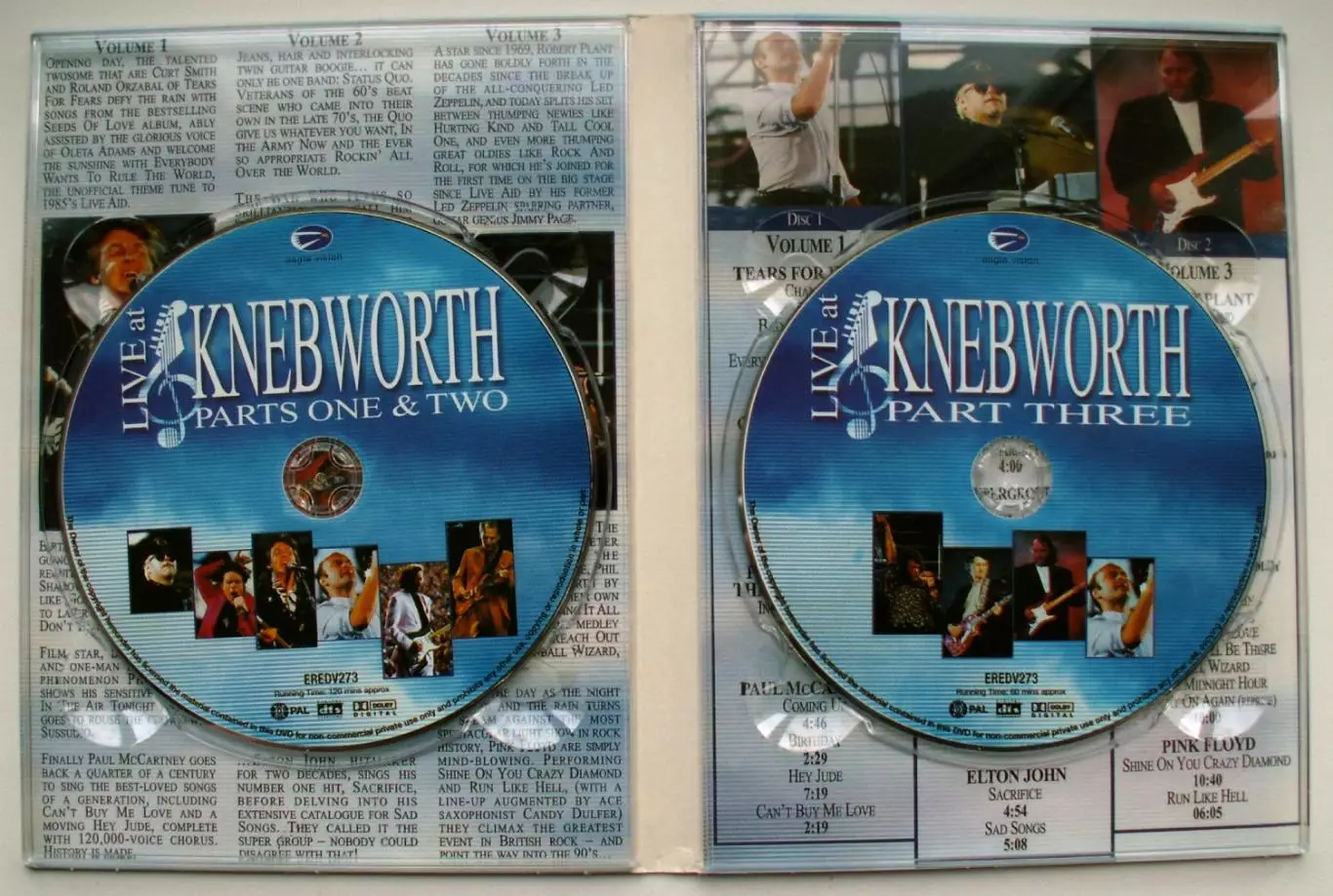 LIVE AT KNEBWORTH PARTS 1,2,32DVD BOX SET 2002 Digipack 5