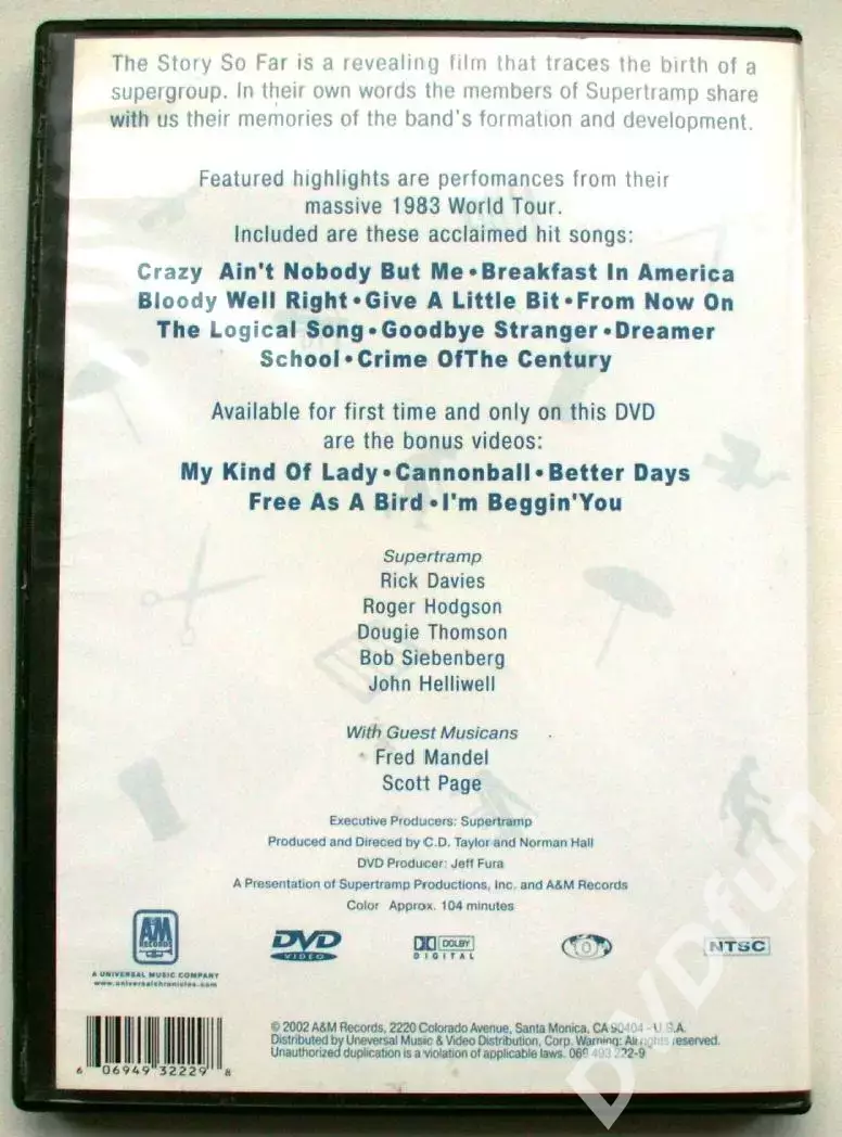 SUPERTRAMP-THE STORY SO FAR 1983 WORLD TOUR DVD 1