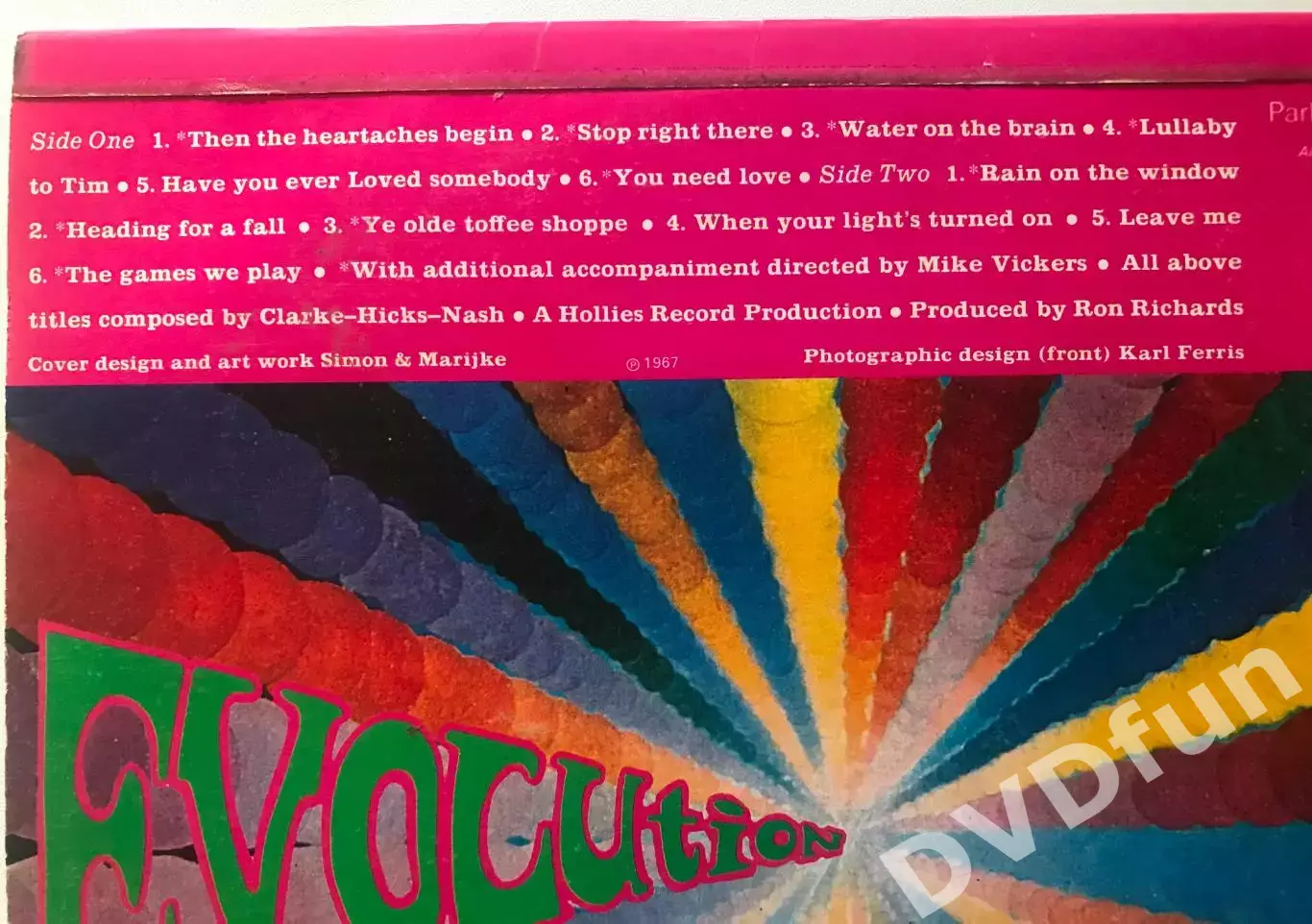 THE HOLLIES-EVOLUTION 1st Press UK LP 1967 PARLOPHONE MONO PMC 7022 RARE 6