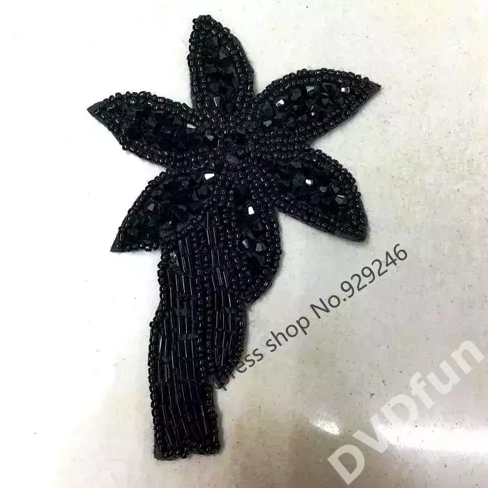 Бусины ручной работы с аппликацией 4шт цвет чёрный 6