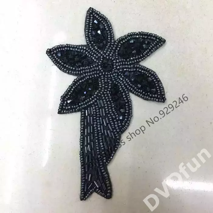 Бусины ручной работы с аппликацией 4шт цвет чёрный 7