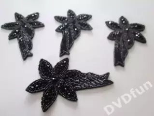 Бусины ручной работы с аппликацией 4шт цвет чёрный