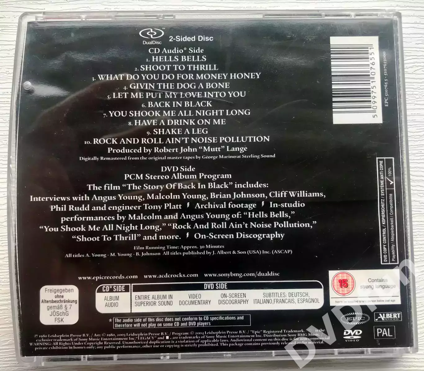 AC/DC BACK IN BLACK DualDisc CD-DVD 2.0 PCM STEREO RARE! 1