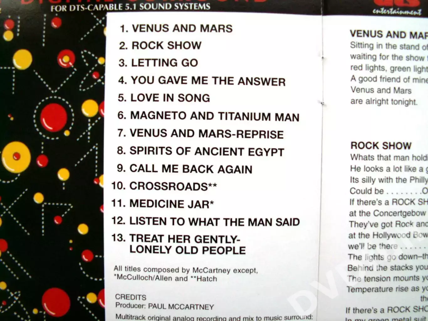 WINGS-VENUS AND MARS DTS-CD 5.1 DTS Digital Surround Sound как DVD-AUDIO 2001 3