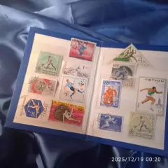 Марки спорт в альбоме. Футбол Болгария 1964 хоккей 1972 Саппоро Бег СССР лыжи и