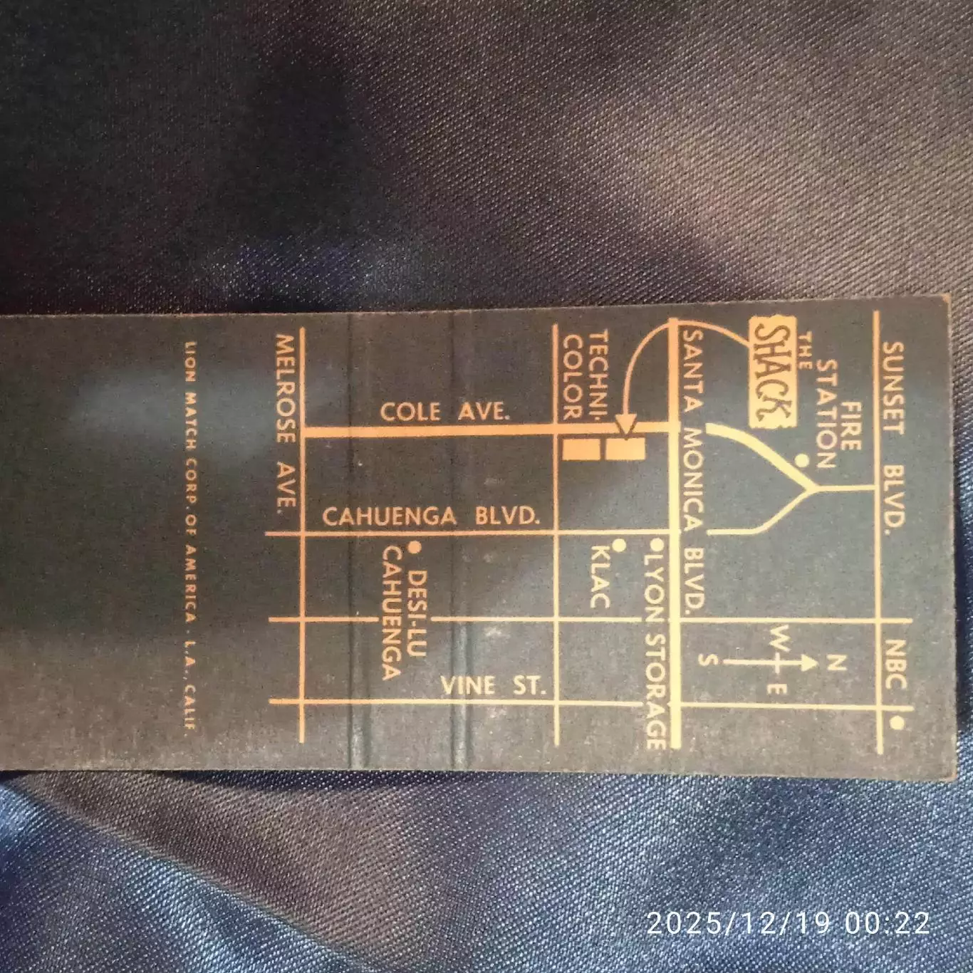 RARE 1960-е Голливуд Hollywood The Shack 1046 Cole авеню ресторан спички реклама 2