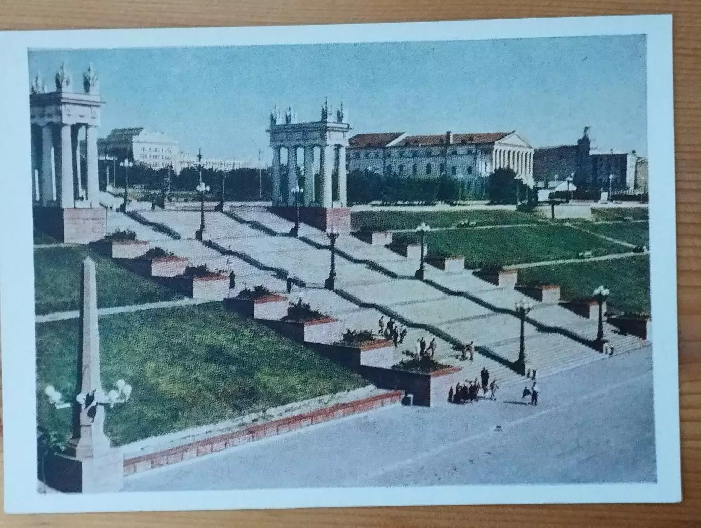 открытка Сталинград, набережная, чистая, 1957 г.