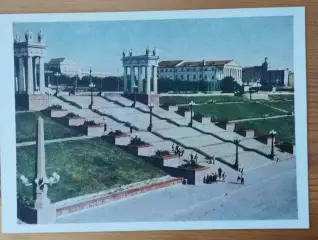 открытка Сталинград, набережная, чистая, 1957 г.