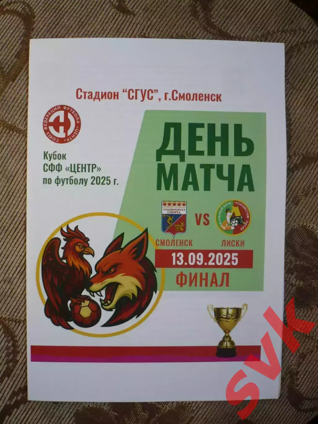 Университет Спорта Смоленск - Локомотив Лиски, 13.09.25 Финал кубка, СФФ ЦЕНТР