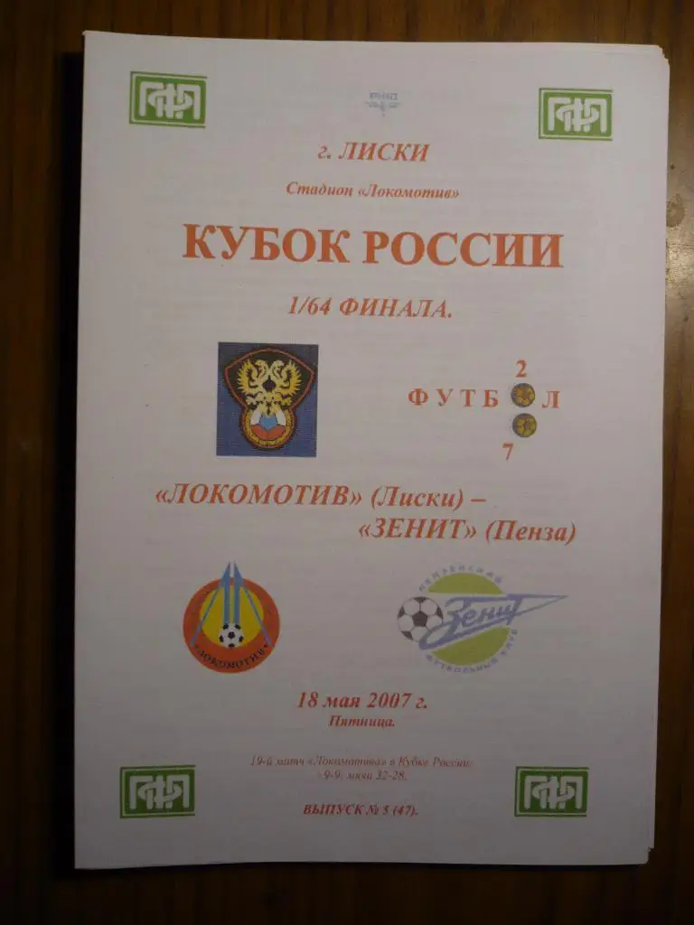 Локомотив Лиски - Зенит Пенза 18 мая 2007