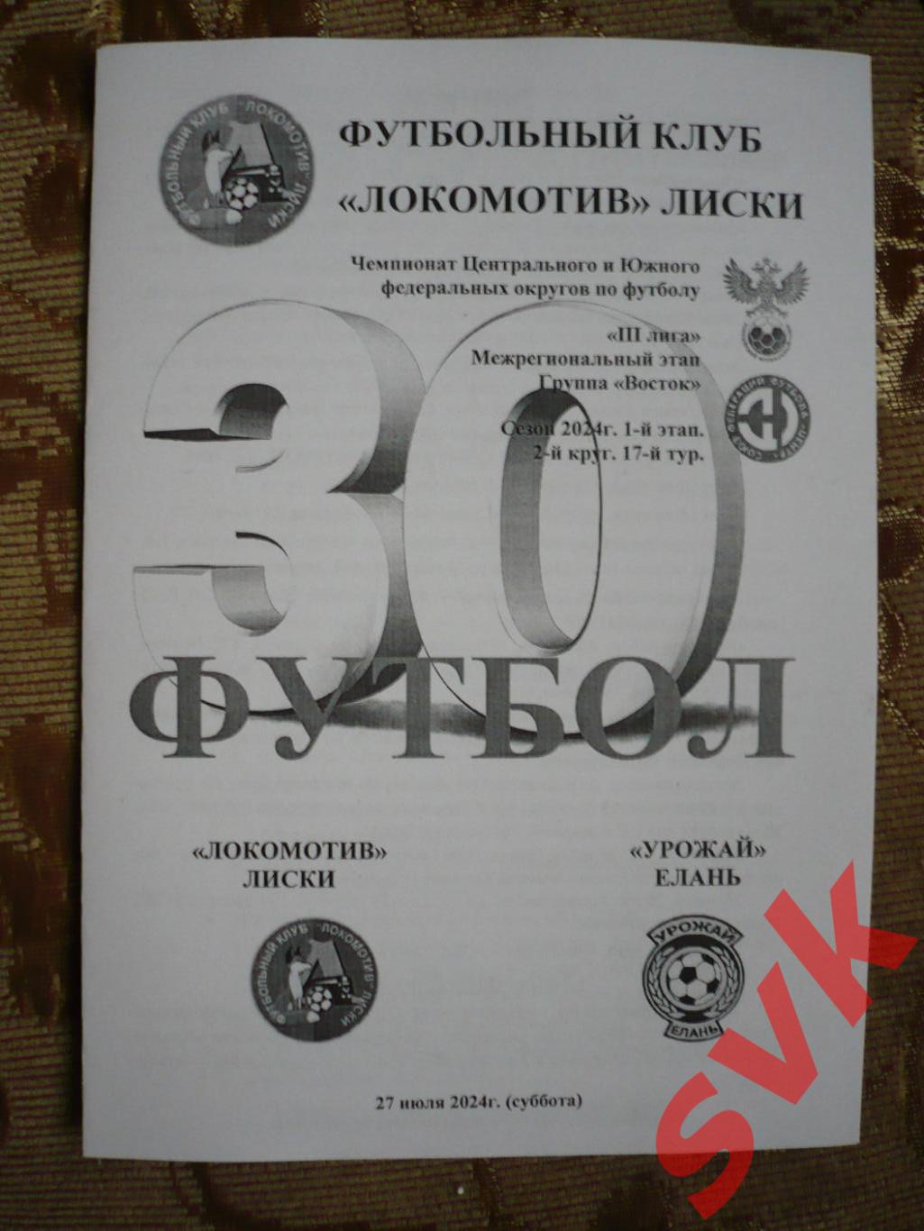 Локомотив Лиски - Урожай Елань. Первенство СФФ Центр. 27.07.2024