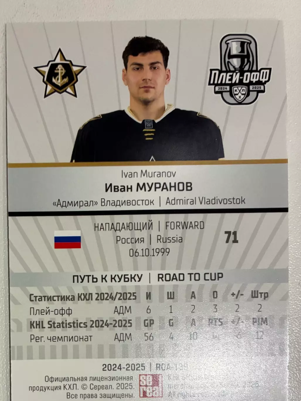Хоккейная карточка Иван Муранов 1