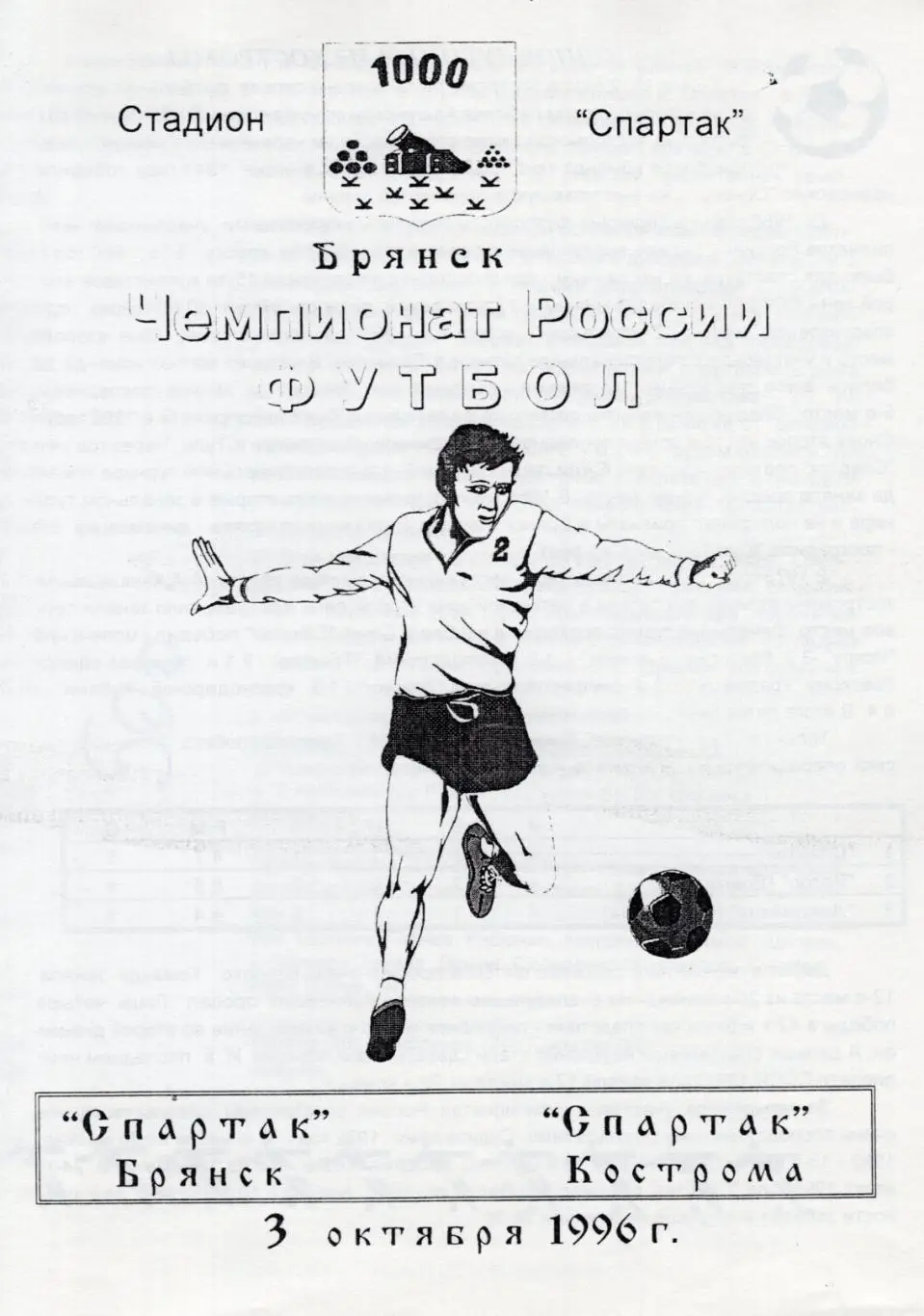 !!!РАСПРОДАЖА!!! 1996. Спартак (Брянск) - Спартак (Кострома)