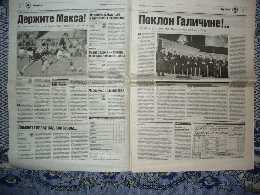 Газета КОМАНДА 16.10.2004. Украина. Блохин; Бекхэм. 110 лет украинскому футболу 2