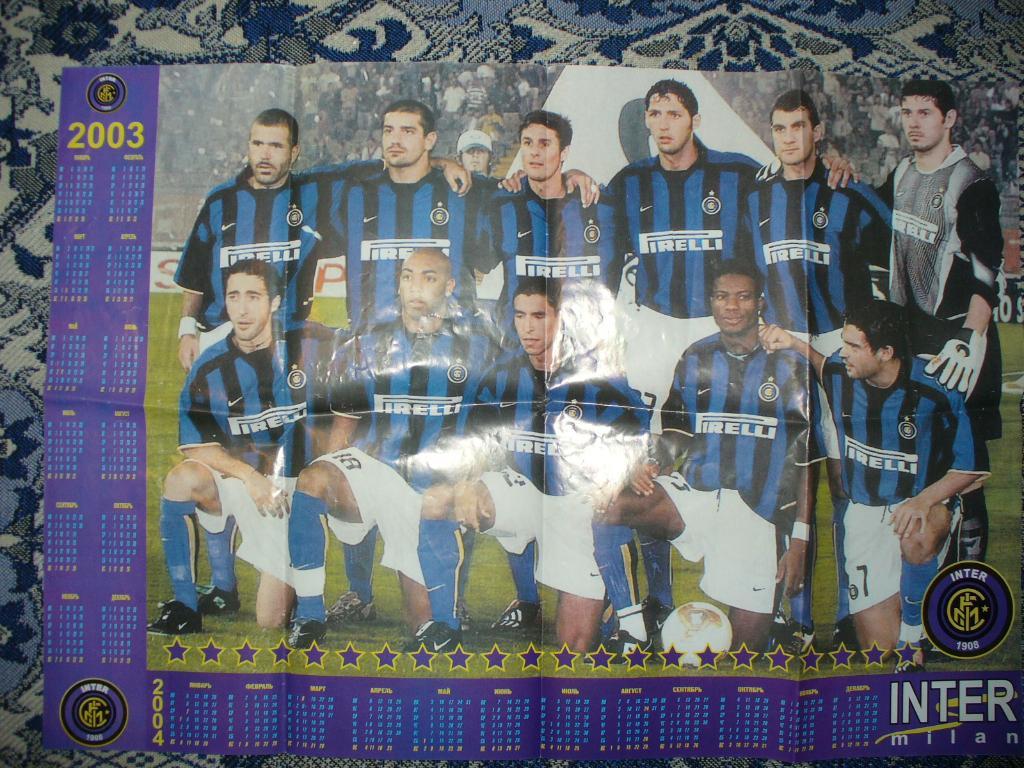 РЕДКИЙ ПОСТЕР / ПЛАКАТ КАЛЕНДАРЬ 2003-2004 INTER Milan / ИНТЕР Милан Италия