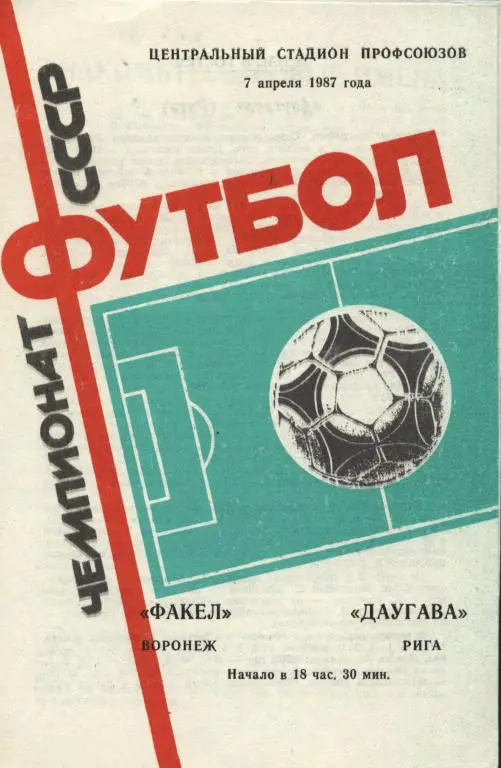 Факел Воронеж - Даугава Рига 07.04 1987 .