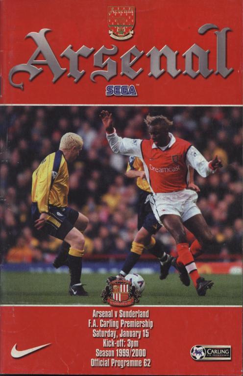 Arsenal London v Sunderland 15.01. 2000 FA Carling Premiership