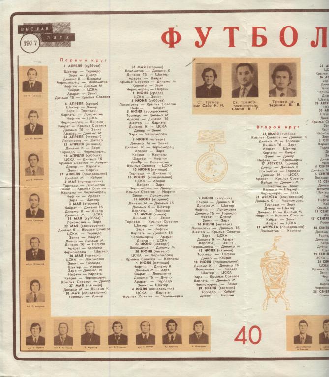 Заря Ворошиловград 1977. Программа - сувенир