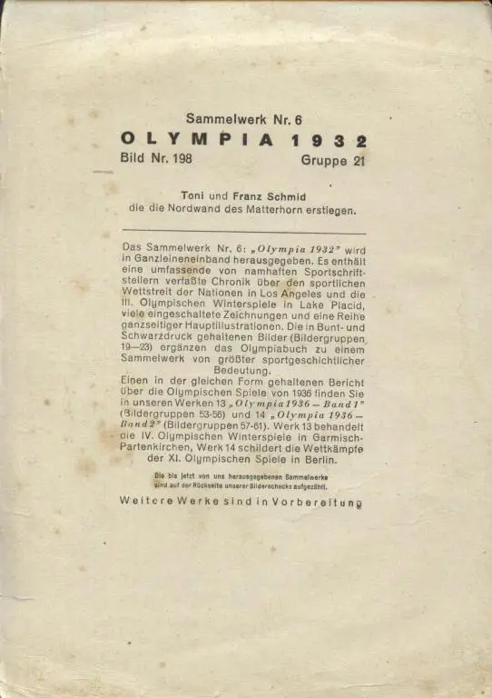 открытки из Германии Olympia 1932 # 198 (оригинал) 1