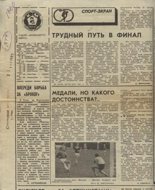 Обзор финальных матчей на приз Кожаного мяча. 1981 (1049)