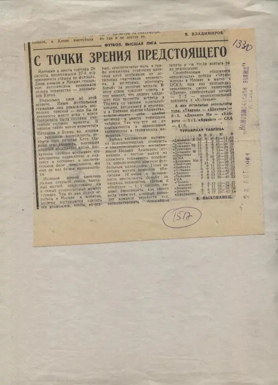 С точки зрения предстоящего... О матчах высшей лиги . (1517)