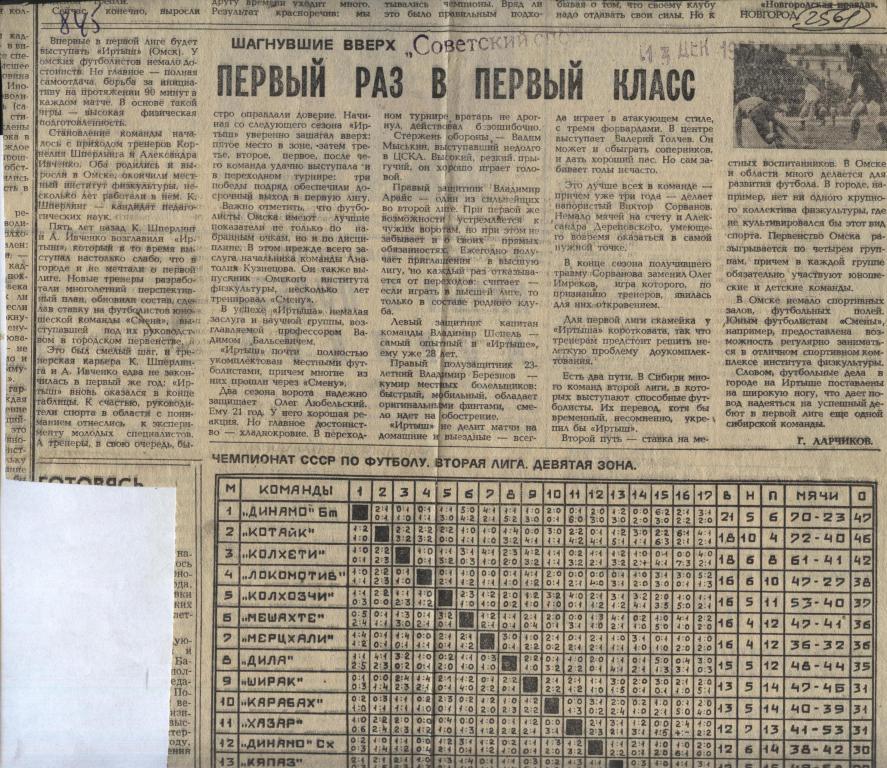 Первый раз в первый класс. Шагнувшие вверх - Иртыш Омск 1983. (2561)
