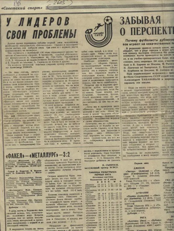 У лидеров свои проблемы. Отчет. Факел Воронеж - Металлург Запорожье 1984 (2605)