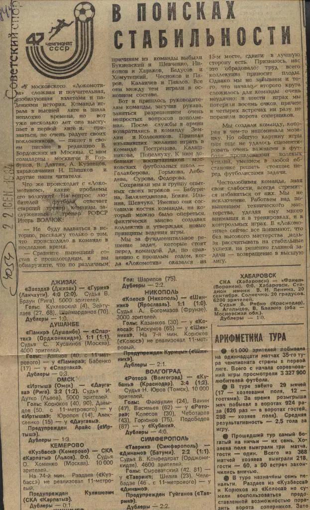 В_поисках_стабильности. Обзор_матчей_первой_лиги. 1984.(4054)