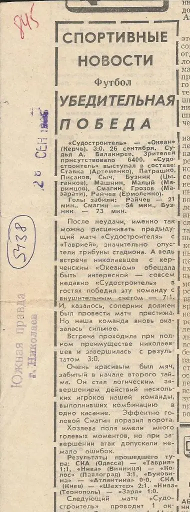 Убедительная победа. Судостроитель Николаев - Океан Керчь._(5438)