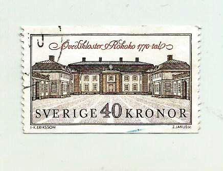 марка. почта Швеции. Ovedskloster. Rokoko 1770-tal. гашеная