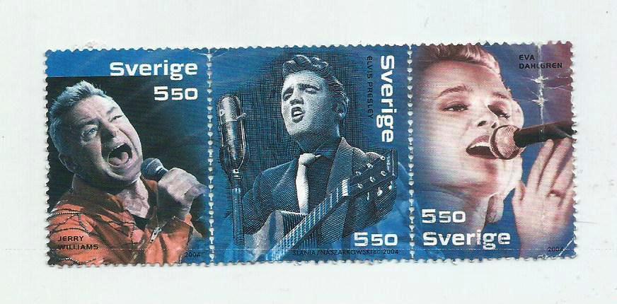 сцепка марок. почта Швеции. звезды эстрады. гашеная