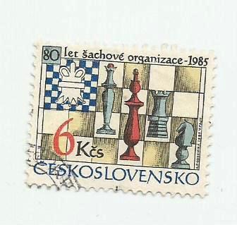 марка . почта Ceskoslovensko_80_let_sachov e_organizace-1985. _гашеная,