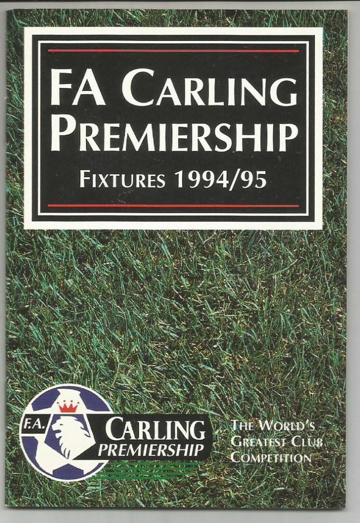 буклет -FA CARLING PREMIERSHIP_ fixtures_ season 1994-95 _(England)